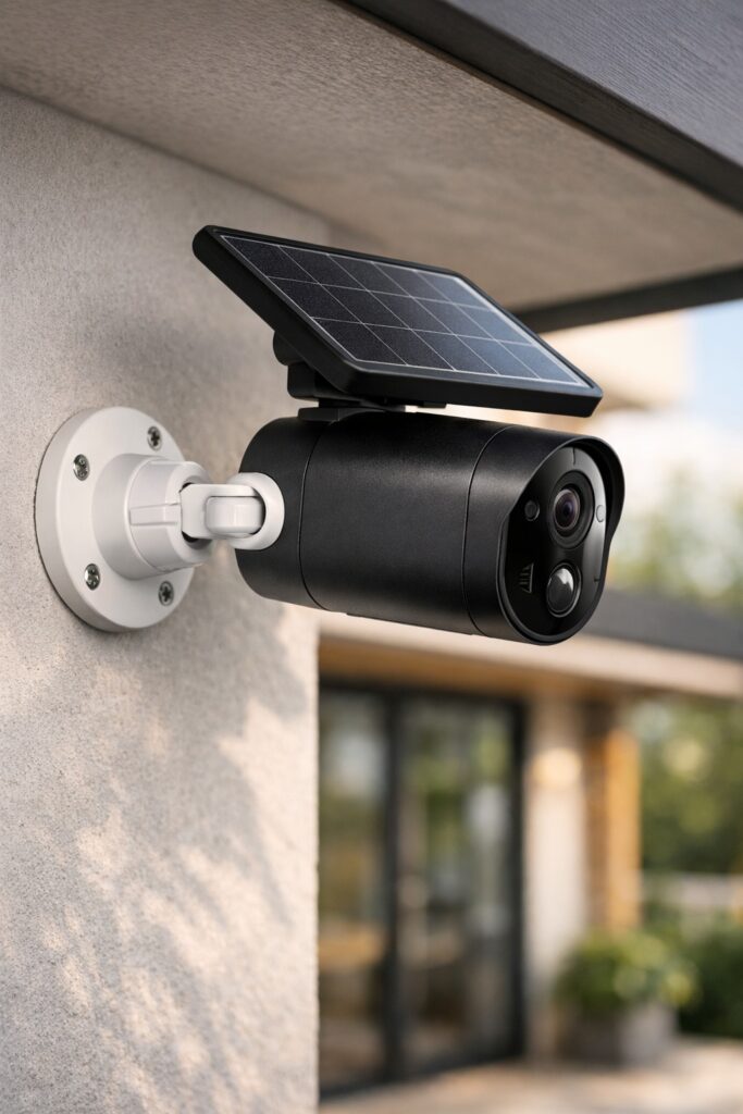 Camara solar Cámara de vigilancia solar autoinstalable en el exterior de una vivienda